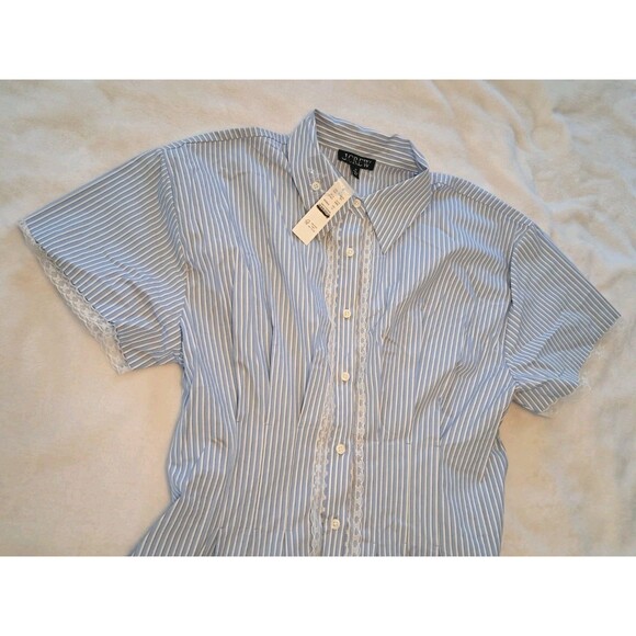 J.Crew Wren Lace-Trim Shirtdress in Stripe Blue White CK807 $188  Size 10NWT - Picture 7 of 13